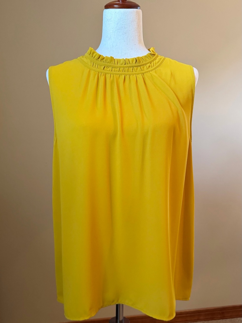 Ann Taylor Factory Sleeveless Ruffled Mock Neck Blouse - Yellow